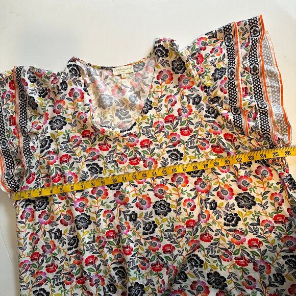 Cynthia Rowley Woman Floral Top Womens Size 2X Tiered-Sleeves Multicolor Flowy - Picture 7 of 9